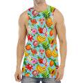 Hawaiian Tropical Fruits Pattern Print Men's Muscle Tank Top