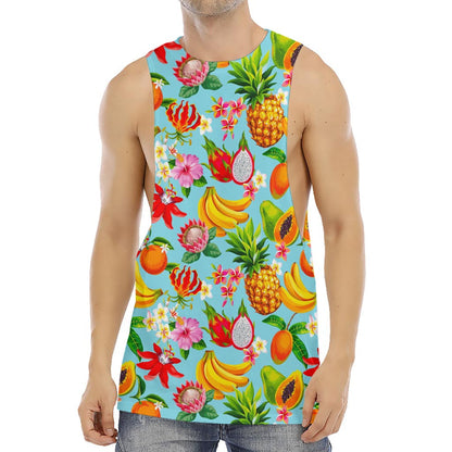 Hawaiian Tropical Fruits Pattern Print Men's Muscle Tank Top