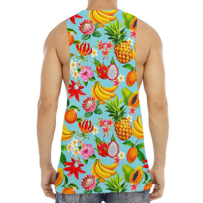 Hawaiian Tropical Fruits Pattern Print Men's Muscle Tank Top