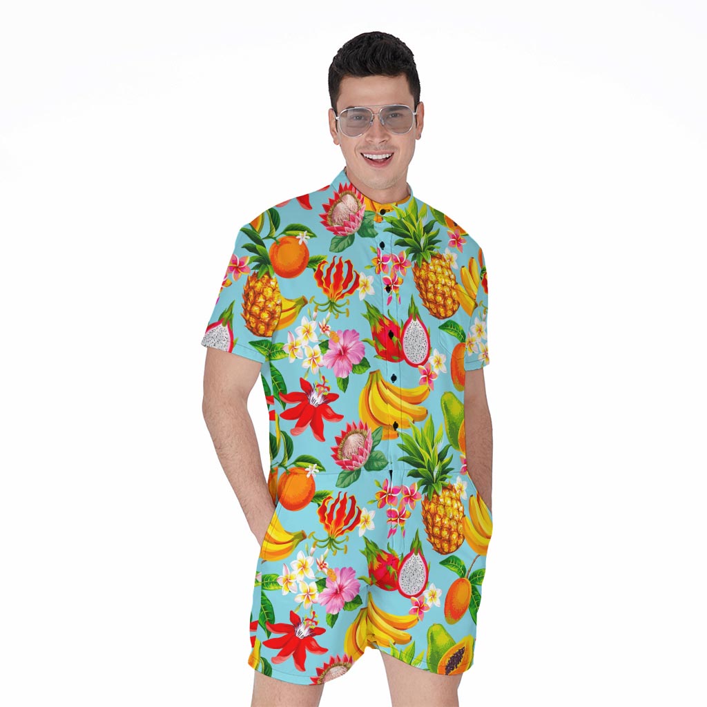 Hawaiian Tropical Fruits Pattern Print Men's Rompers