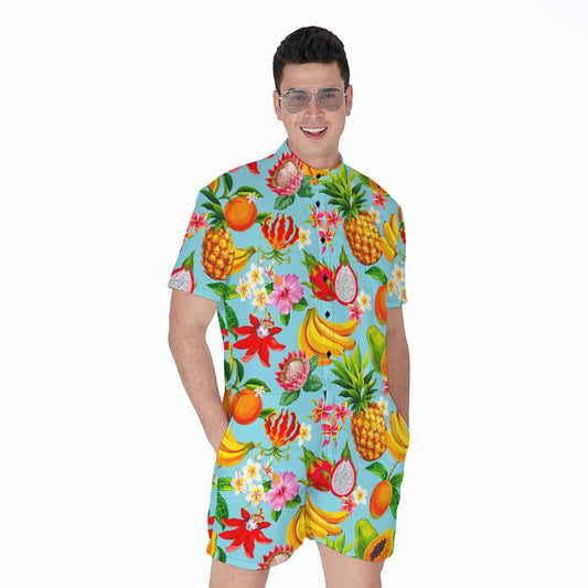Hawaiian Tropical Fruits Pattern Print Men's Rompers