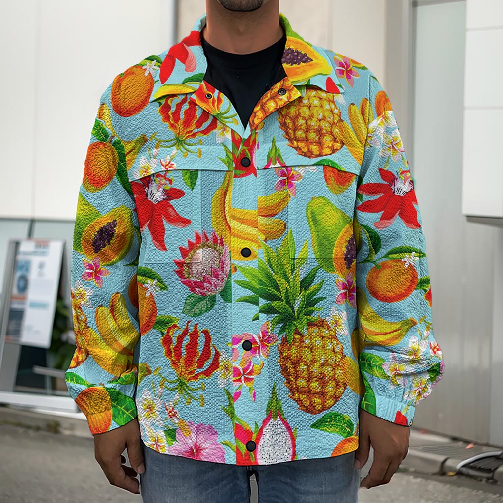 Hawaiian Tropical Fruits Pattern Print Men's Shirt Jacket