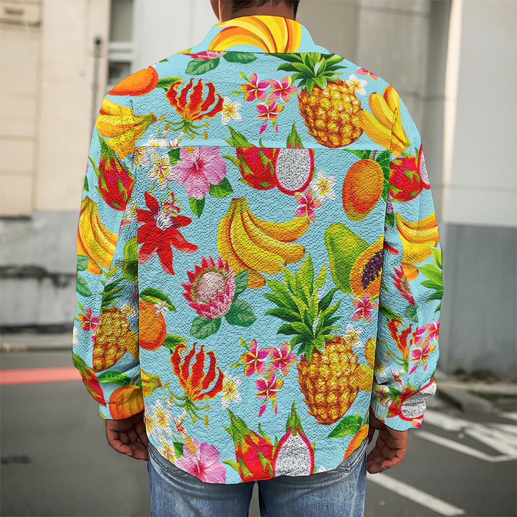 Hawaiian Tropical Fruits Pattern Print Men's Shirt Jacket