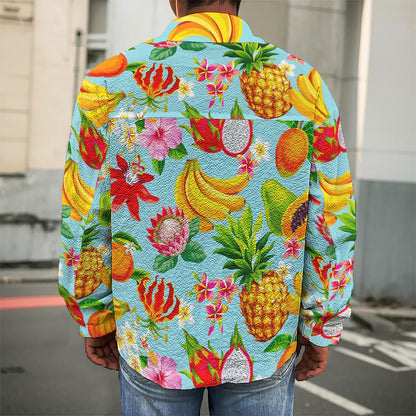 Hawaiian Tropical Fruits Pattern Print Men's Shirt Jacket