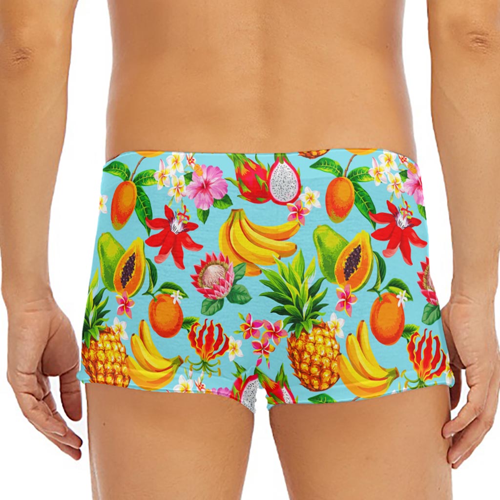 Hawaiian Tropical Fruits Pattern Print Men's Short Boxer Briefs