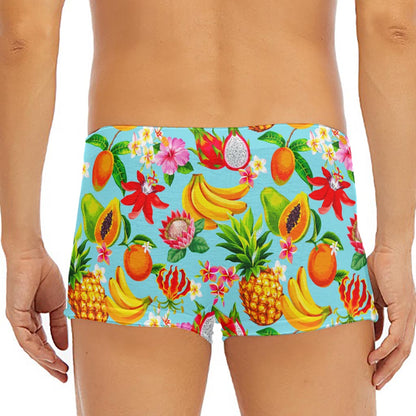 Hawaiian Tropical Fruits Pattern Print Men's Short Boxer Briefs