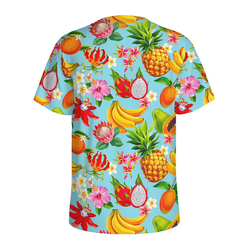 Hawaiian Tropical Fruits Pattern Print Men's Sports T-Shirt