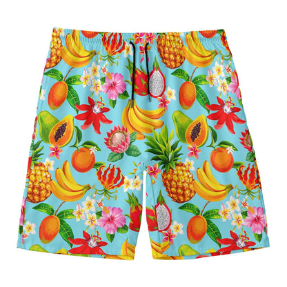 Hawaiian Tropical Fruits Pattern Print Men's Swim Trunks