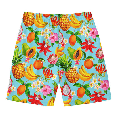 Hawaiian Tropical Fruits Pattern Print Men's Swim Trunks