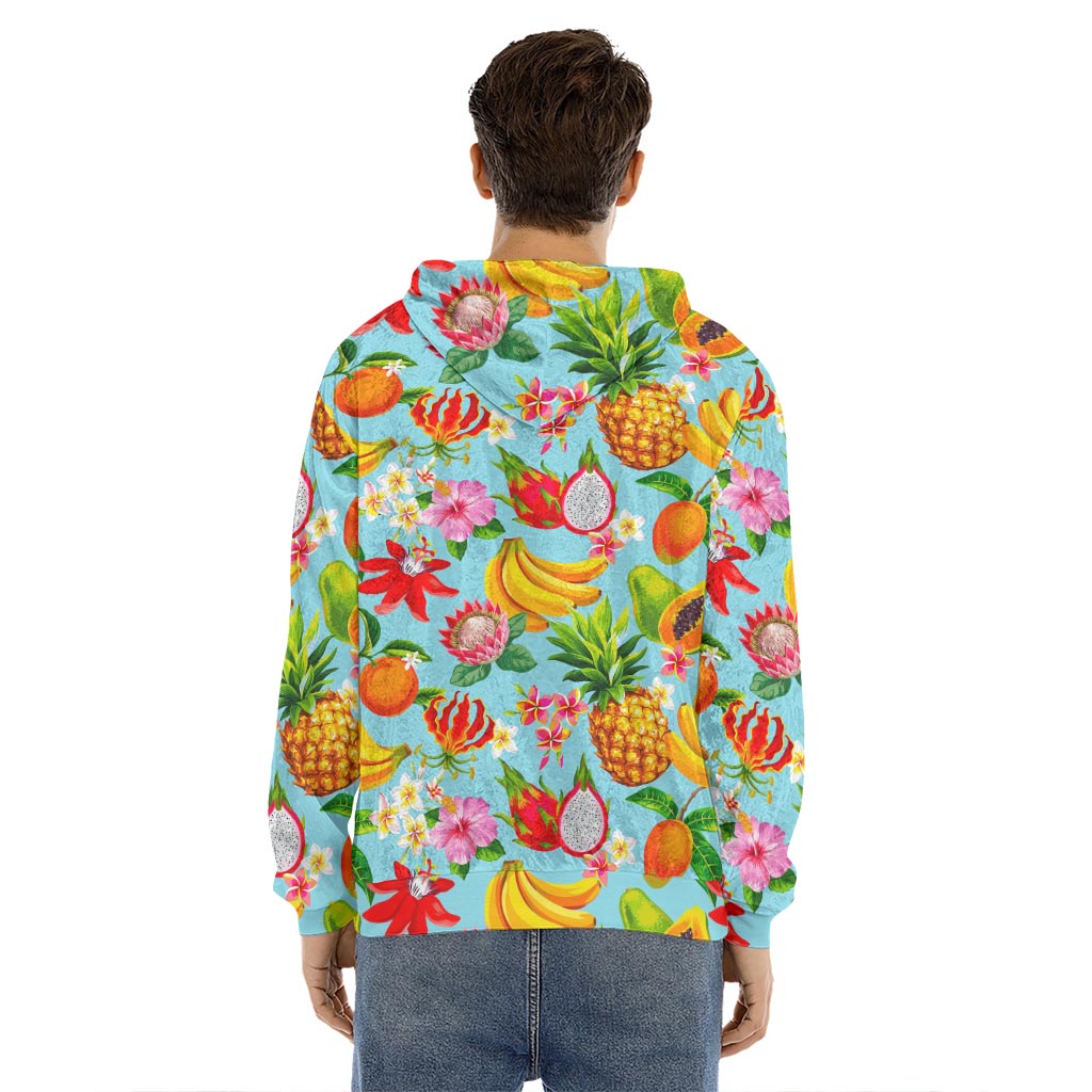 Hawaiian Tropical Fruits Pattern Print Men's Velvet Pullover Hoodie