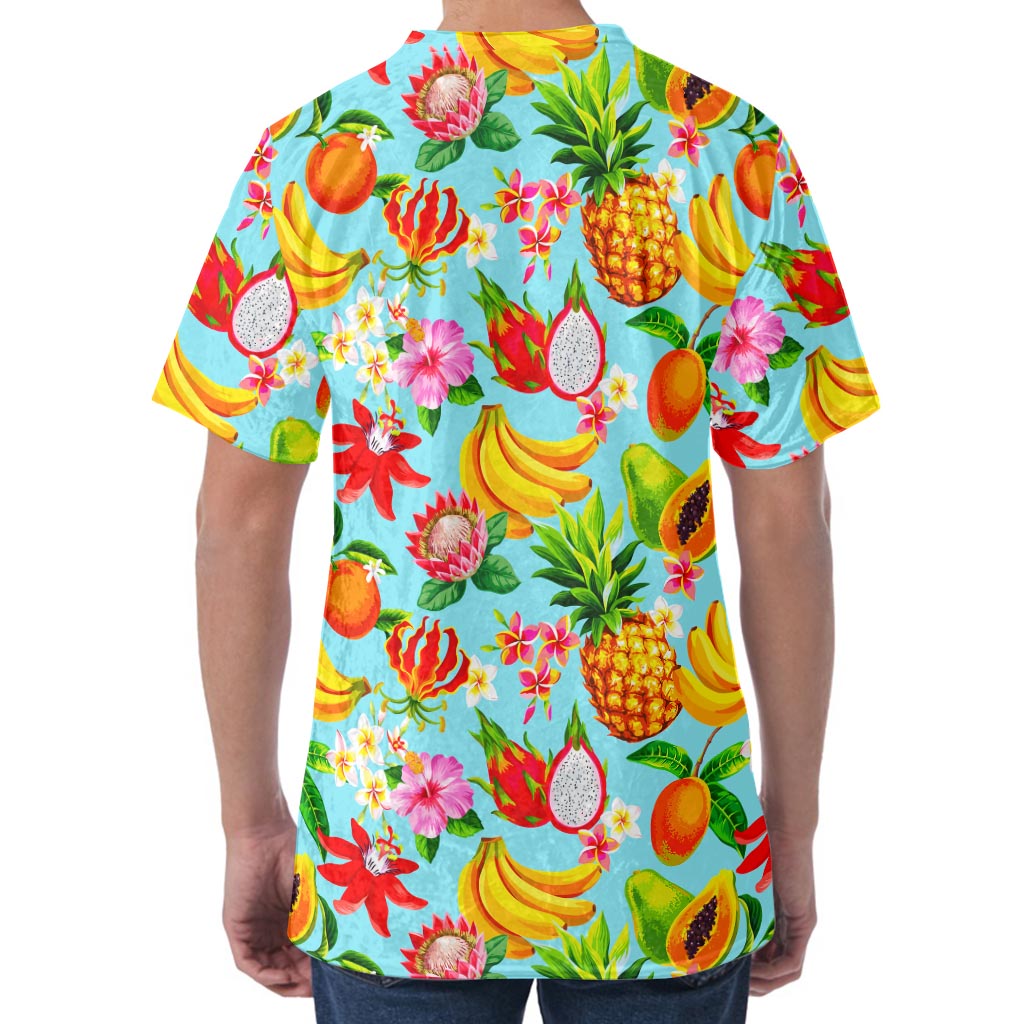 Hawaiian Tropical Fruits Pattern Print Men's Velvet T-Shirt