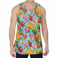 Hawaiian Tropical Fruits Pattern Print Men's Velvet Tank Top