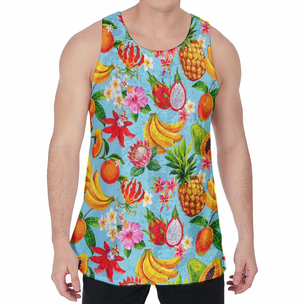Hawaiian Tropical Fruits Pattern Print Men's Velvet Tank Top