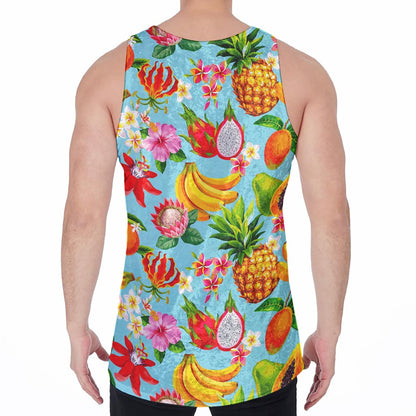 Hawaiian Tropical Fruits Pattern Print Men's Velvet Tank Top