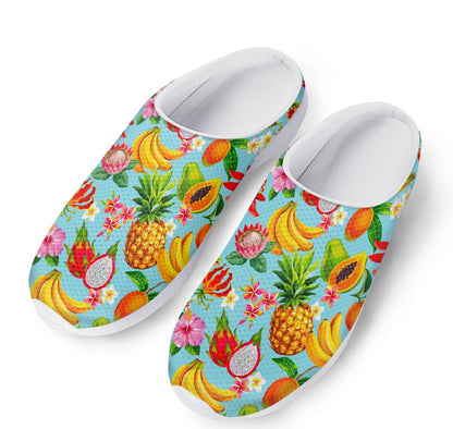 Hawaiian Tropical Fruits Pattern Print Mesh Casual Shoes