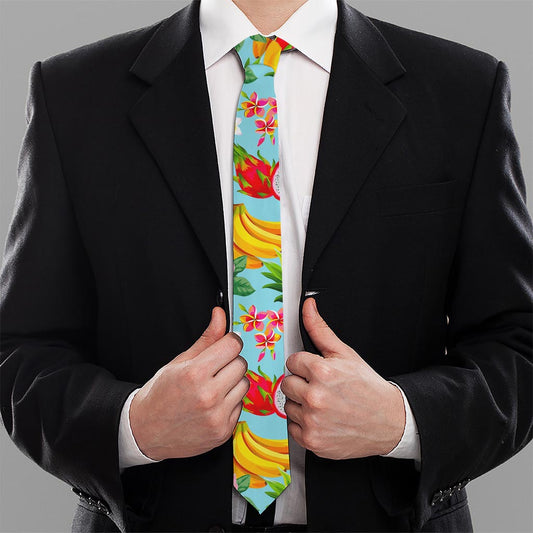 Hawaiian Tropical Fruits Pattern Print Necktie