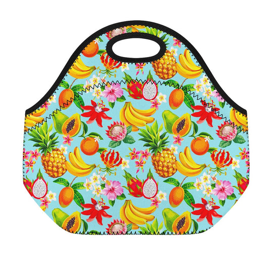 Hawaiian Tropical Fruits Pattern Print Neoprene Lunch Bag
