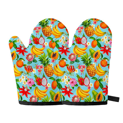 Hawaiian Tropical Fruits Pattern Print Oven Mitts