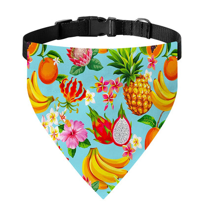 Hawaiian Tropical Fruits Pattern Print Over The Collar Dog Bandana