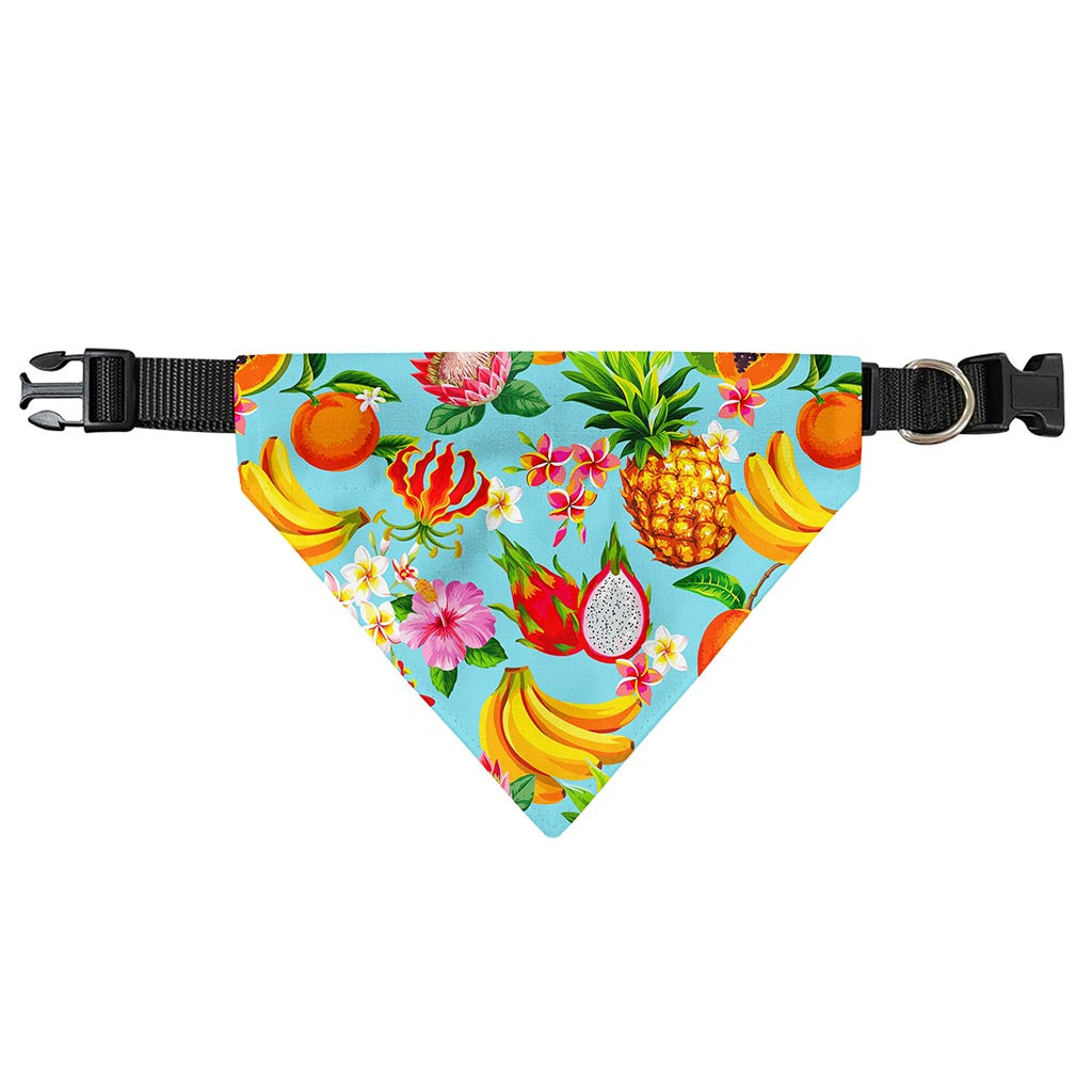 Hawaiian Tropical Fruits Pattern Print Over The Collar Dog Bandana