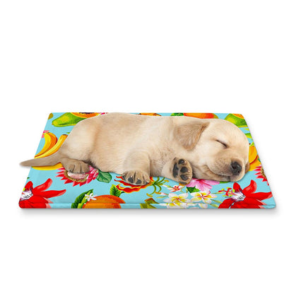 Hawaiian Tropical Fruits Pattern Print Pet Cooling Mat Cover