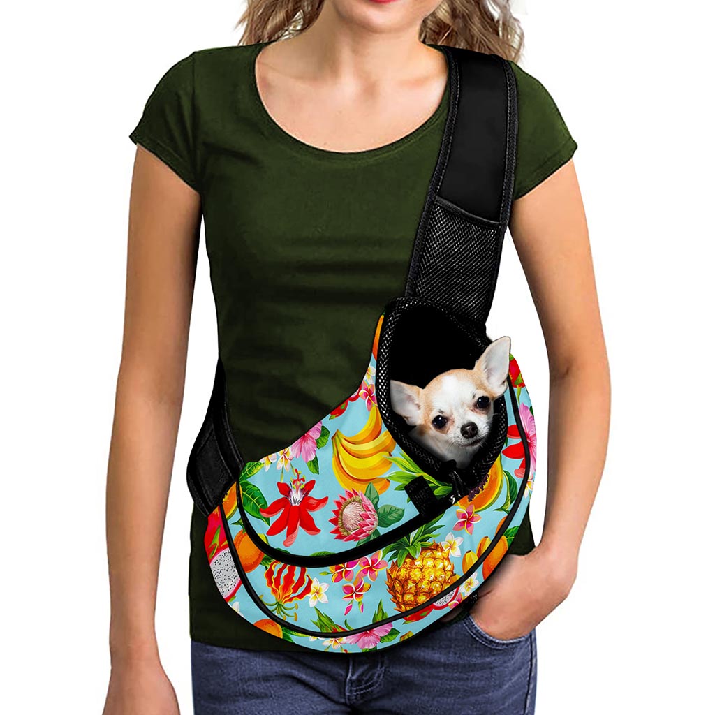 Hawaiian Tropical Fruits Pattern Print Pet Sling Carrier