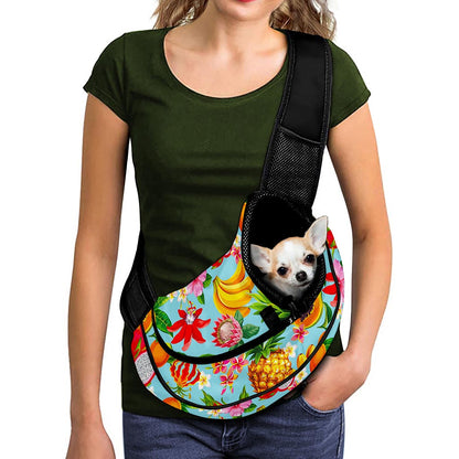 Hawaiian Tropical Fruits Pattern Print Pet Sling Carrier