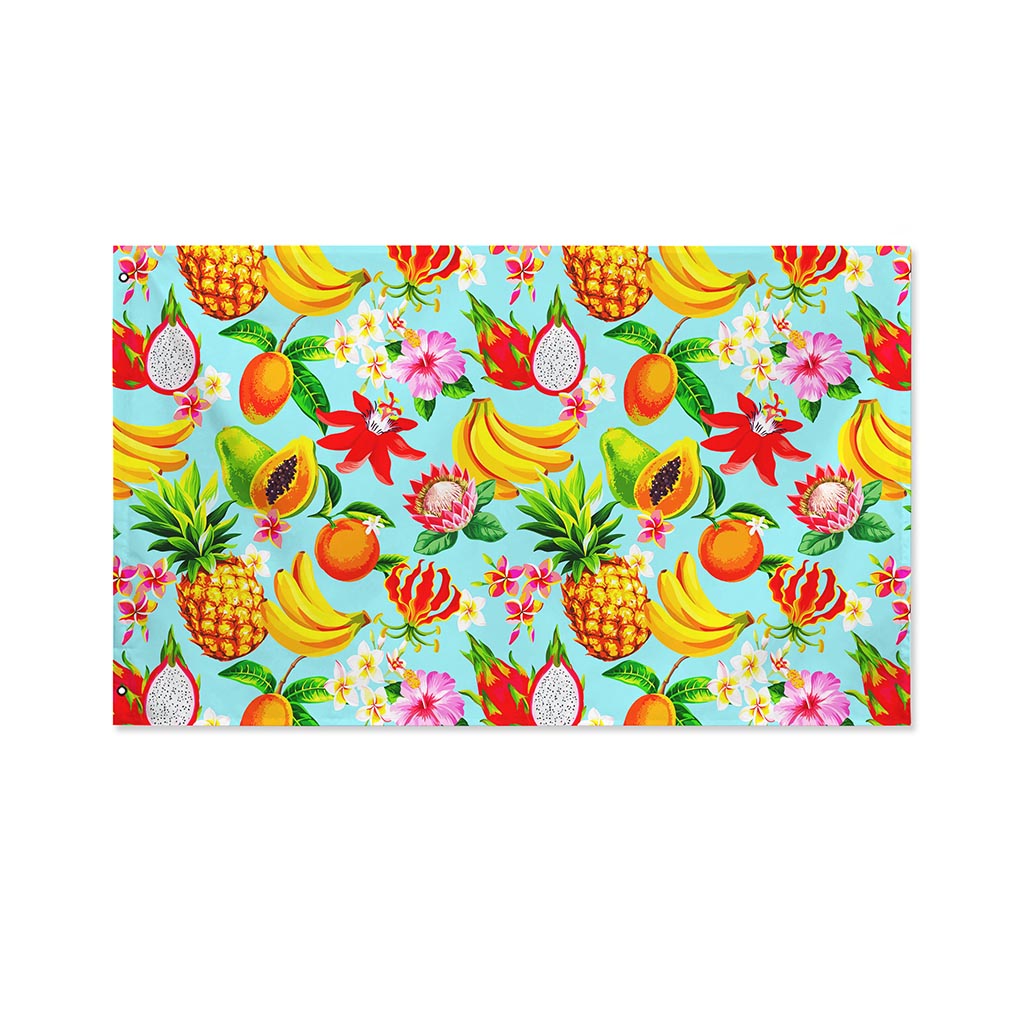 Hawaiian Tropical Fruits Pattern Print Polyester Flag