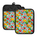 Hawaiian Tropical Fruits Pattern Print Pot Holders With Pocket