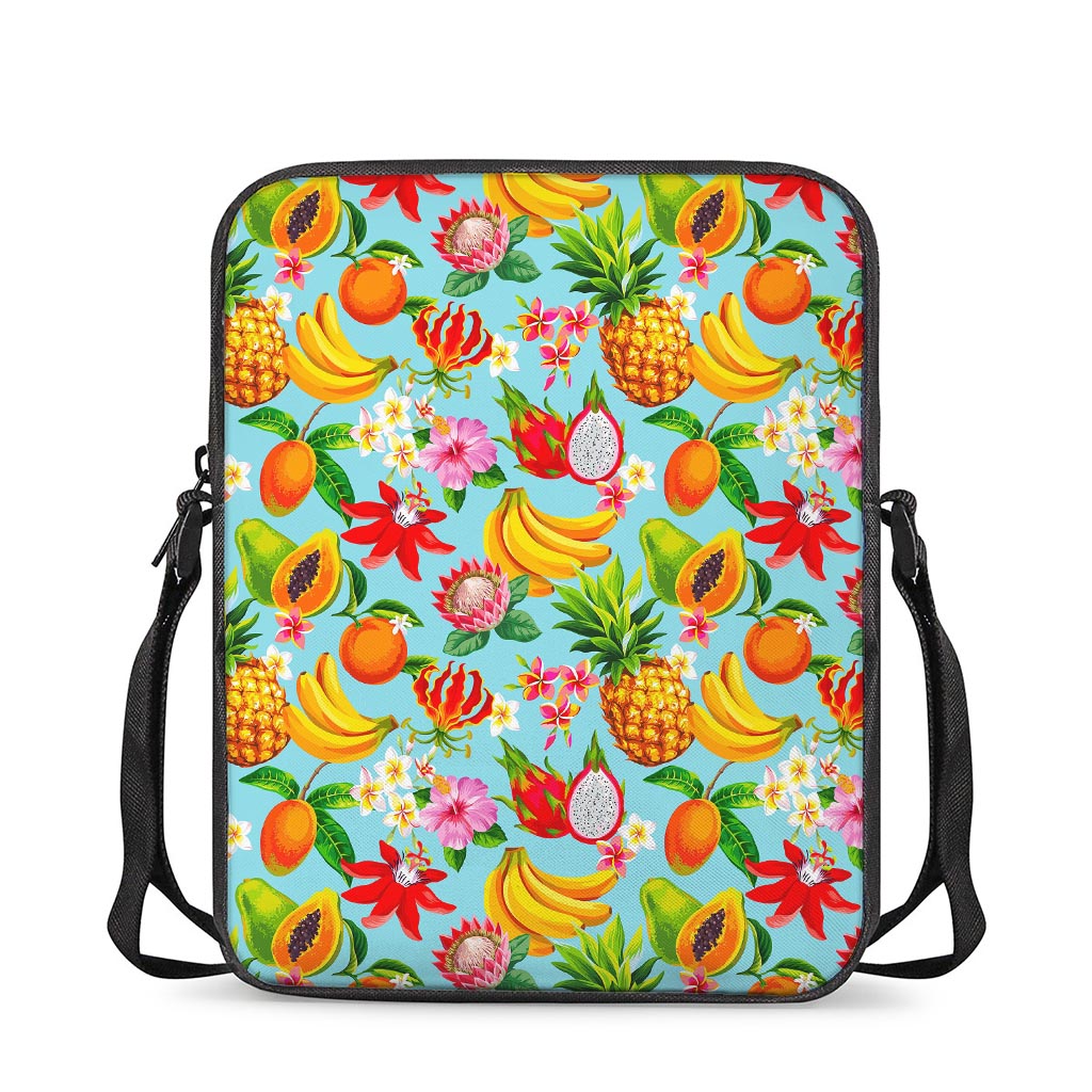 Hawaiian Tropical Fruits Pattern Print Rectangular Crossbody Bag