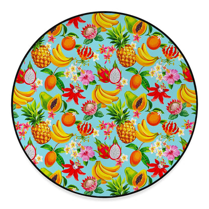 Hawaiian Tropical Fruits Pattern Print Round Floor Mat