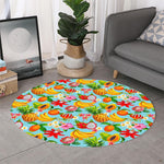 Hawaiian Tropical Fruits Pattern Print Round Rug