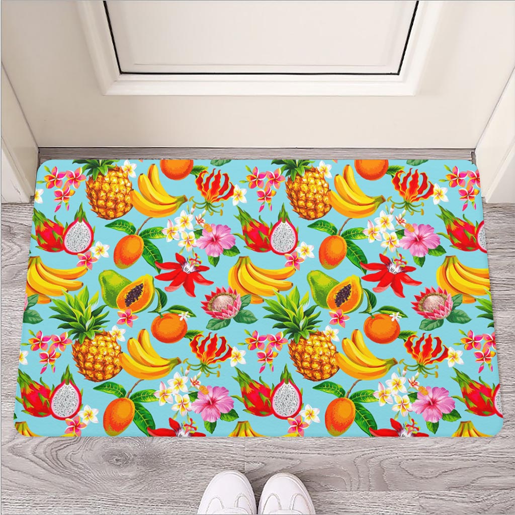 Hawaiian Tropical Fruits Pattern Print Rubber Doormat