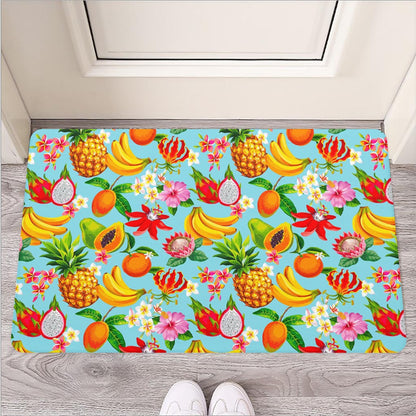 Hawaiian Tropical Fruits Pattern Print Rubber Doormat