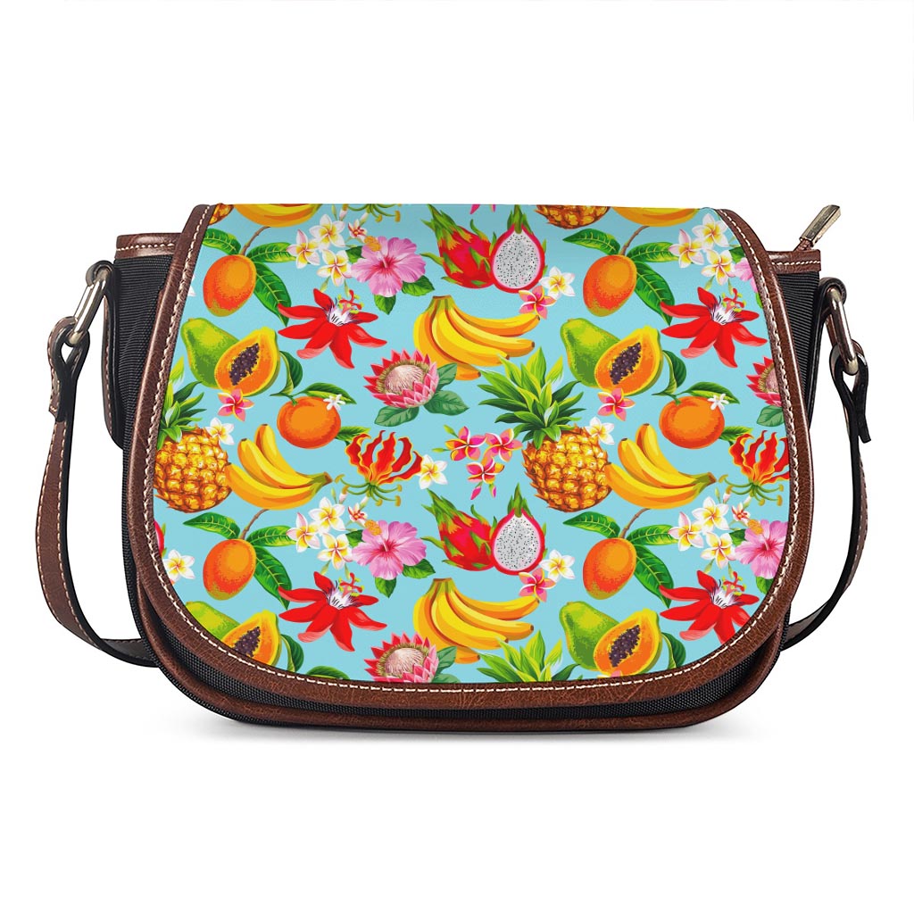 Hawaiian Tropical Fruits Pattern Print Saddle Bag