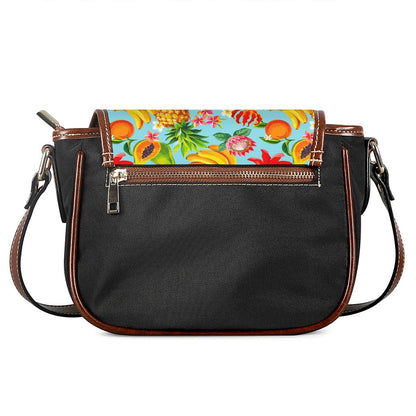 Hawaiian Tropical Fruits Pattern Print Saddle Bag