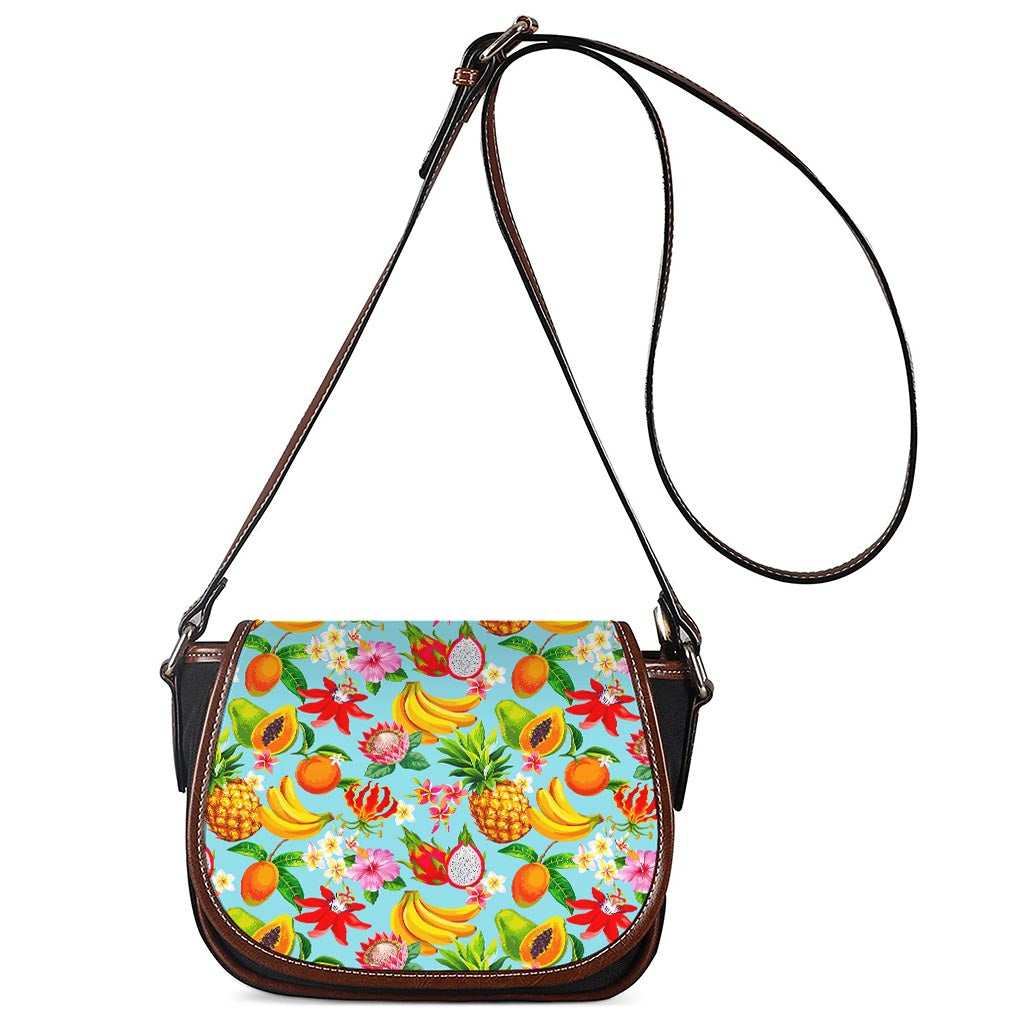 Hawaiian Tropical Fruits Pattern Print Saddle Bag