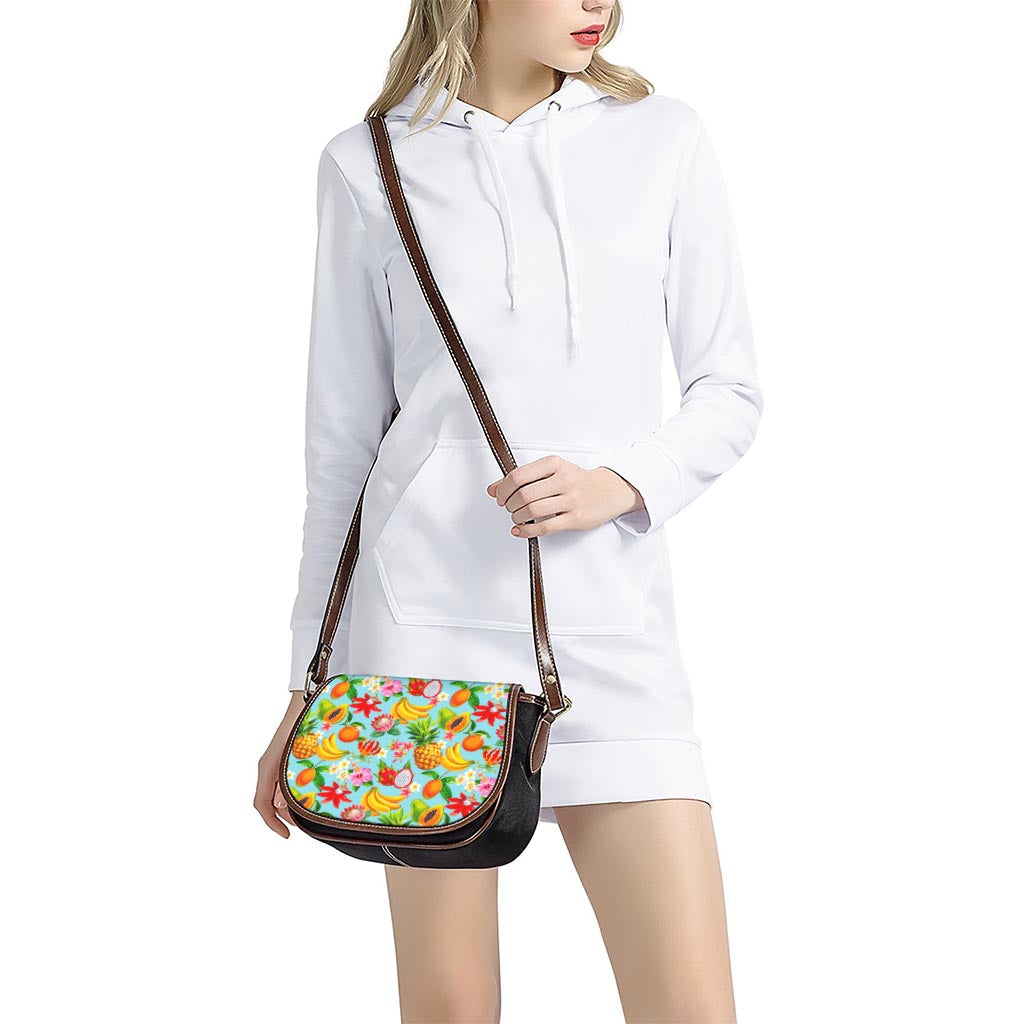 Hawaiian Tropical Fruits Pattern Print Saddle Bag