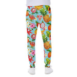 Hawaiian Tropical Fruits Pattern Print Scuba Joggers
