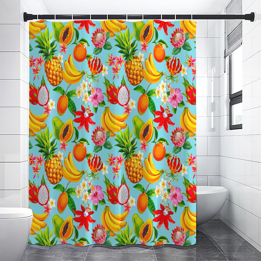 Hawaiian Tropical Fruits Pattern Print Shower Curtain