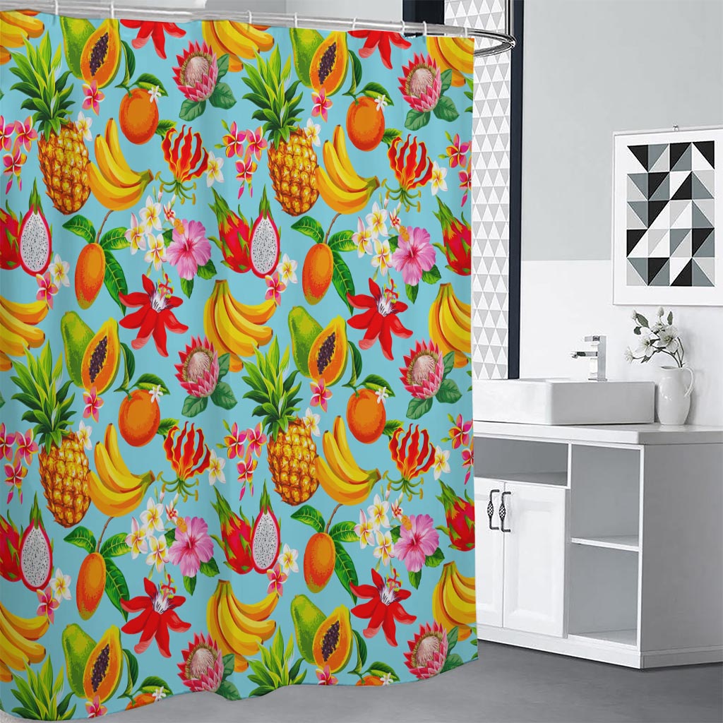 Hawaiian Tropical Fruits Pattern Print Shower Curtain