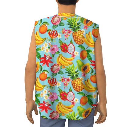 Hawaiian Tropical Fruits Pattern Print Sleeveless Baseball Jersey