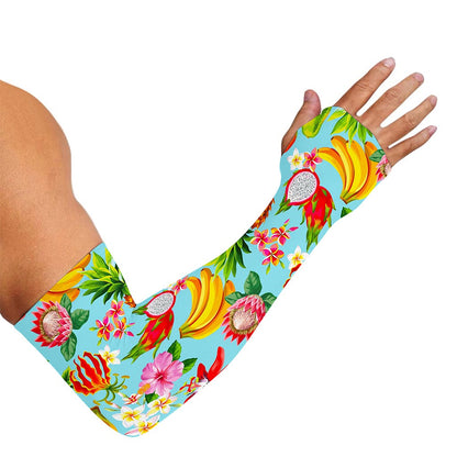 Hawaiian Tropical Fruits Pattern Print Sun Protection Arm Sleeves