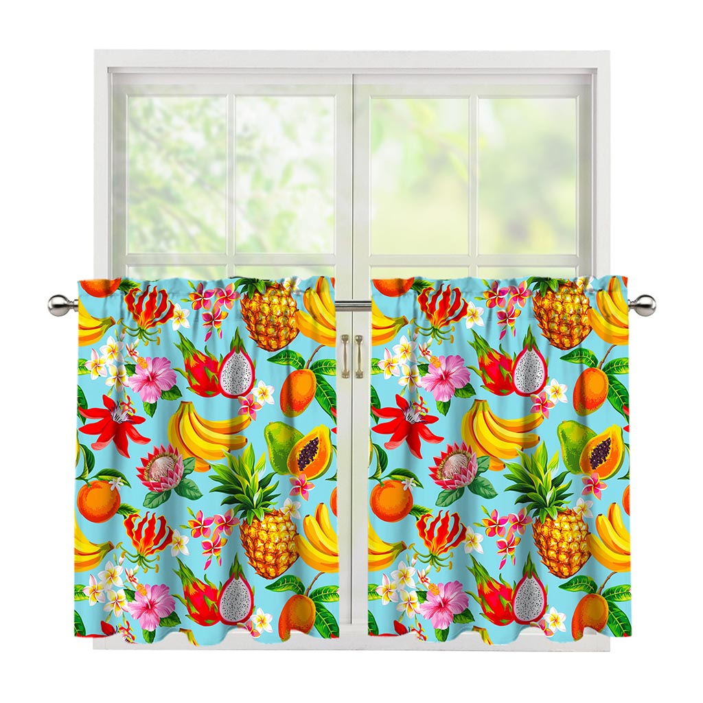 Hawaiian Tropical Fruits Pattern Print Tier Curtains