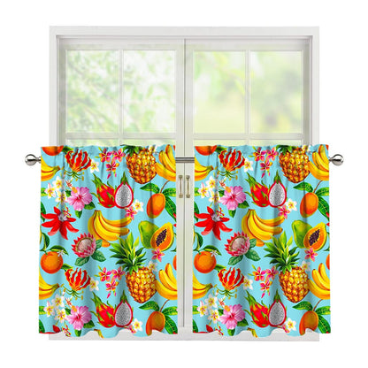 Hawaiian Tropical Fruits Pattern Print Tier Curtains