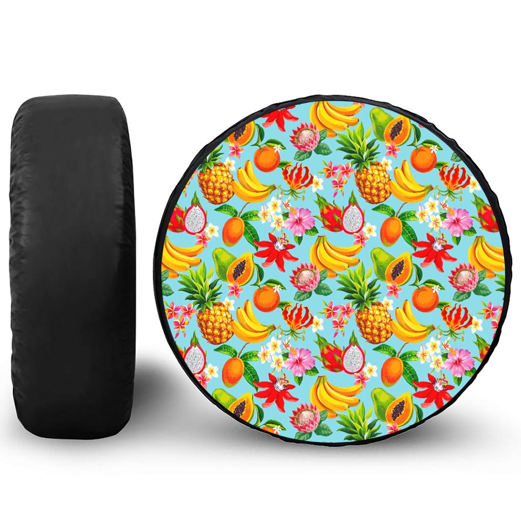Hawaiian Tropical Fruits Pattern Print Tire Cover