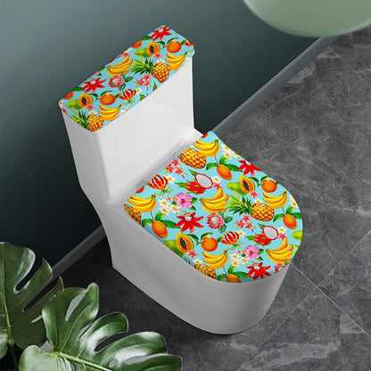 Hawaiian Tropical Fruits Pattern Print Toilet Lid And Tank Cover Set