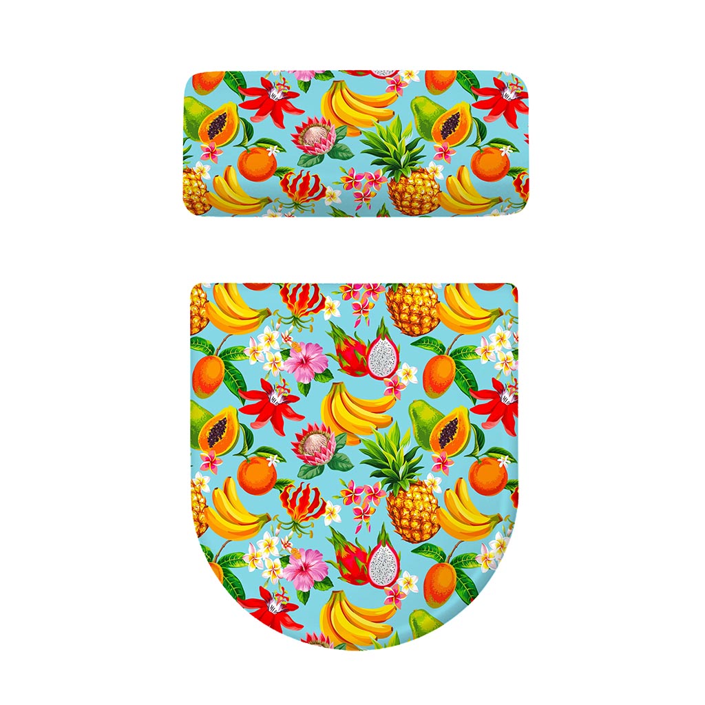Hawaiian Tropical Fruits Pattern Print Toilet Lid And Tank Cover Set