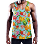 Hawaiian Tropical Fruits Pattern Print Training Tank Top
