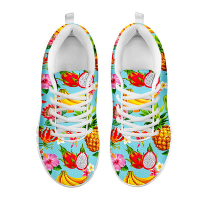 Hawaiian Tropical Fruits Pattern Print White Running Shoes